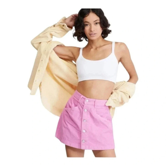 Free People Ray Corduroy Mini‎ Skirt Pink Size 8 New - Picture 5 of 12